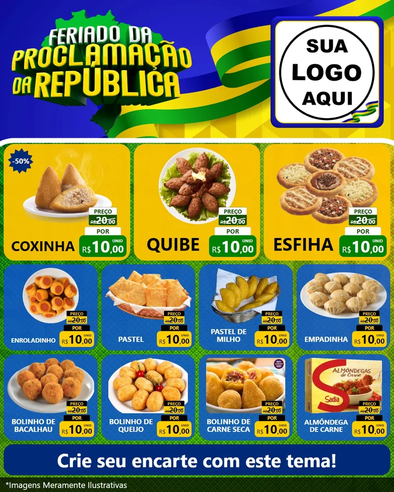 Modelo de Rede Social para Feed Instagram com o tema Feriado da Proclamação da República para Salgadaria