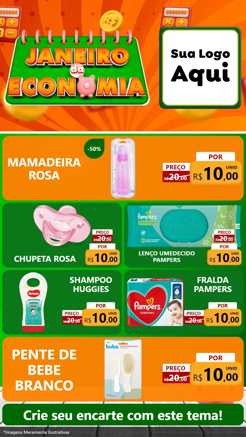Modelo de TV para TV Vertical com o tema Janeiro da Economia para Bebês