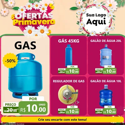 Modelo de Rede Social para Feed Facebook com o tema Ofertas de Primavera para Água e gás