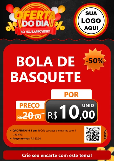 Modelo de Cartaz para Cartaz A4 Vertical com o tema Oferta do Dia - Só hoje, Aproveite! para Artigos Esportivos