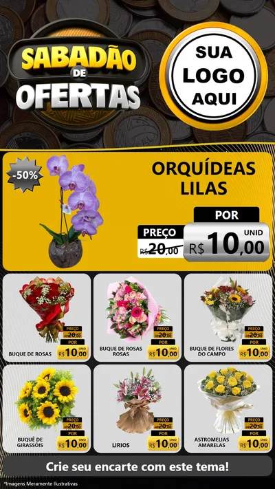 Modelo de Rede Social para Stories com o tema Sabadão de Ofertas para Floricultura e jardim