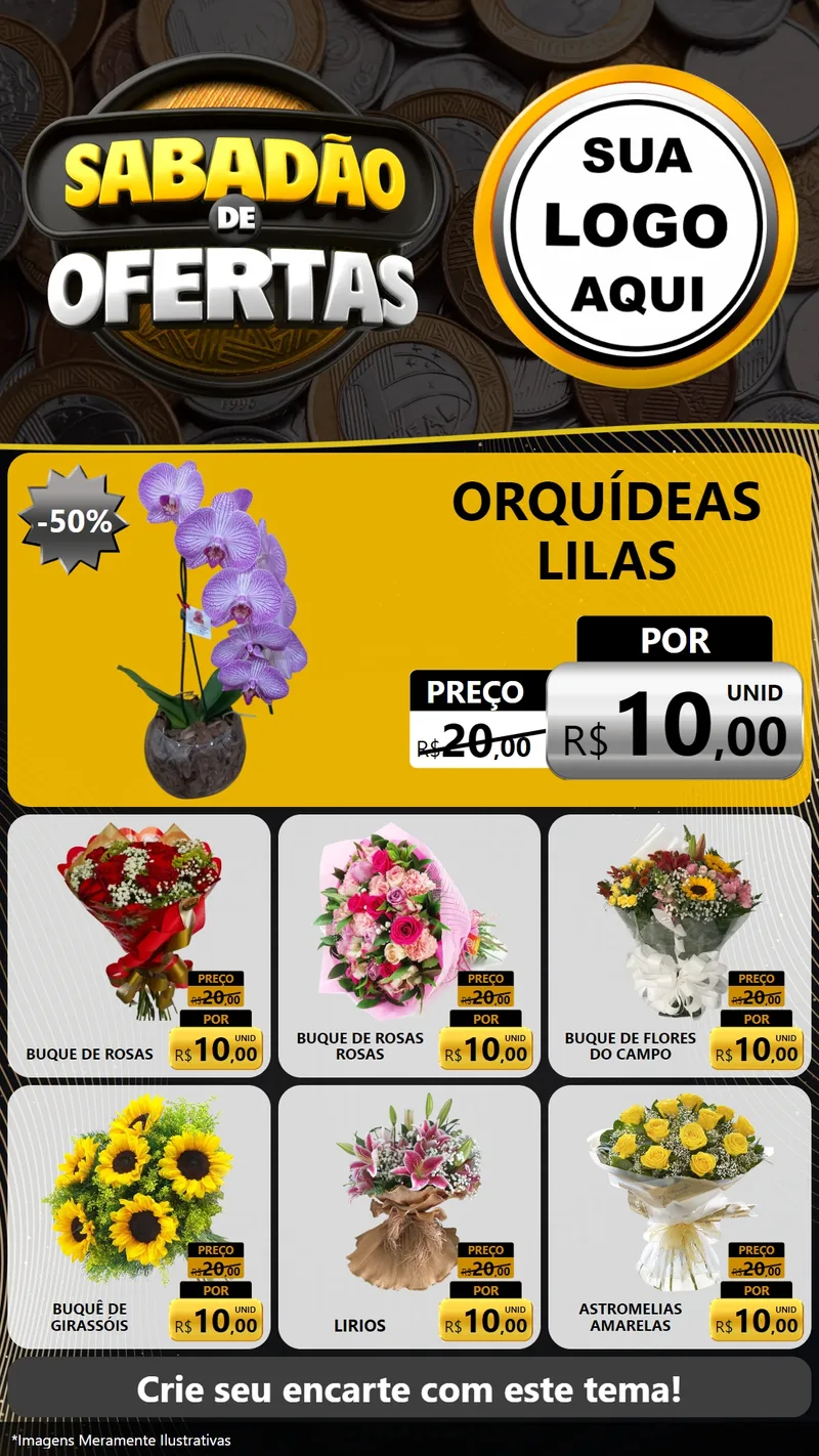 Modelo de Rede Social para Stories com o tema Sabadão de Ofertas para Floricultura e jardim