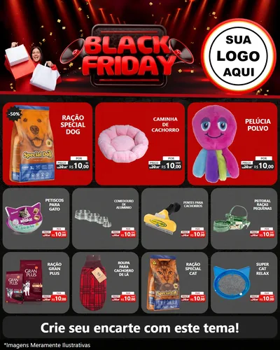 Modelo de Rede Social para Feed Instagram com o tema Black Friday para Pet Shop