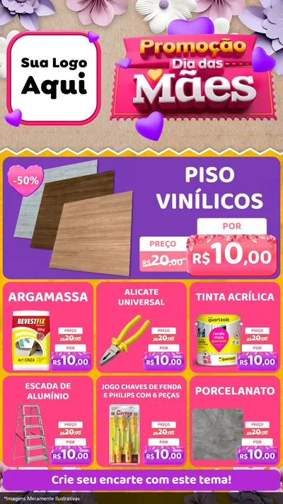 Modelo de Rede Social para Stories com o tema Promoção Dia das Mães para Material para Construção