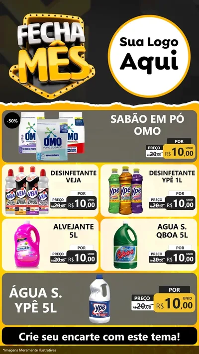 Modelo de TV para TV Vertical com o tema Fecha Mês para Produtos de Limpeza
