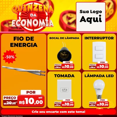 Modelo de Rede Social para Feed Facebook com o tema Quinzena Da Economia para Materiais Elétricos