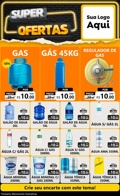 Modelo de Encarte para Encarte Grande com o tema Super Ofertas para Água e gás