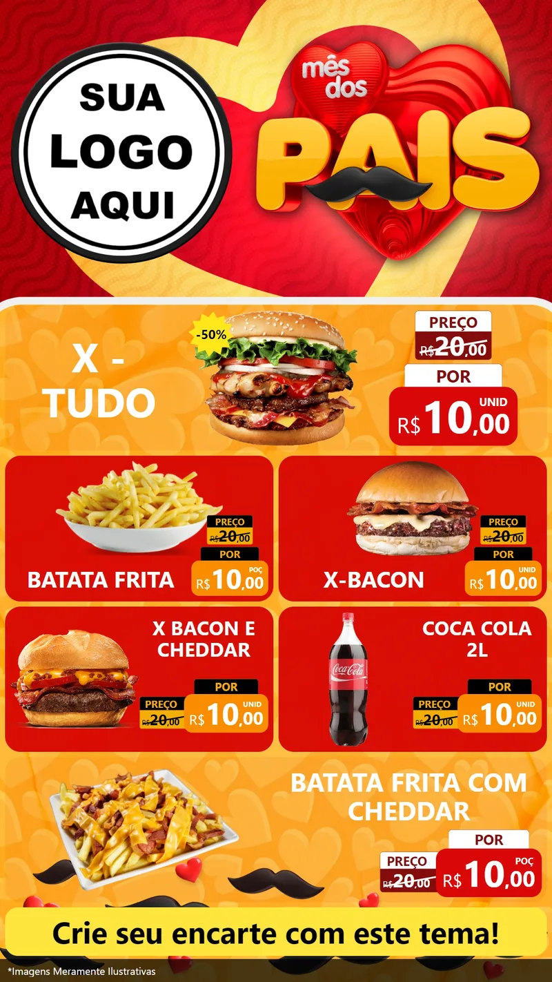 Modelo de TV para TV Vertical com o tema Mês Dos Pais para Hamburgueria
