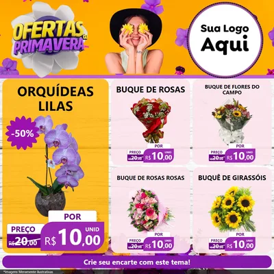 Modelo de Rede Social para Feed Facebook com o tema Ofertas Da Primavera para Floricultura e jardim