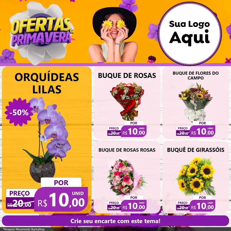 Modelo de Rede Social para Feed Facebook com o tema Ofertas Da Primavera para Floricultura e jardim