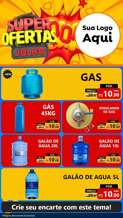 Modelo de TV para TV Vertical com o tema Super Ofertas Julho para Água e gás