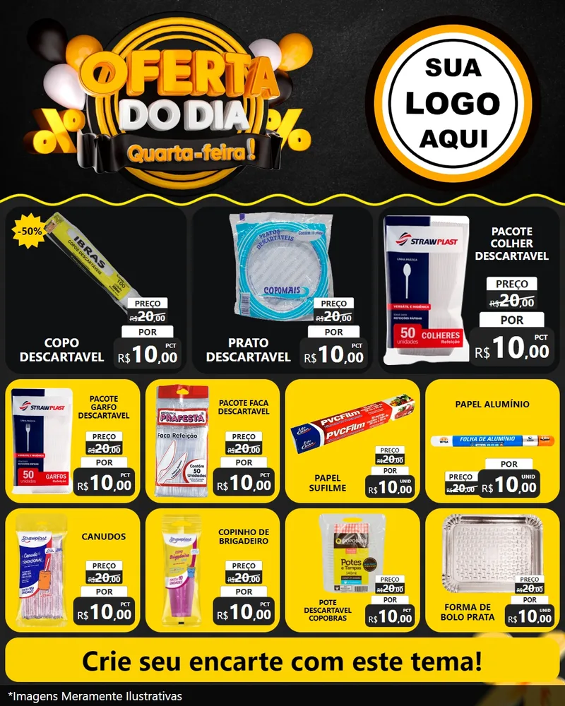 Modelo de Rede Social para Feed Instagram com o tema Oferta do Dia - Quarta Feira! para Embalagens