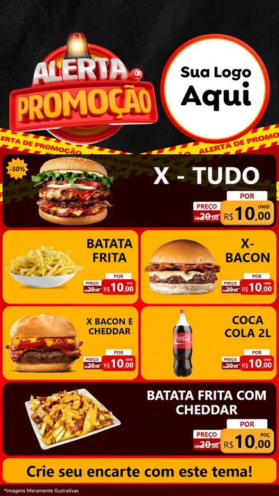 Modelo de TV para TV Vertical com o tema Alerta de Promoção para Hamburgueria
