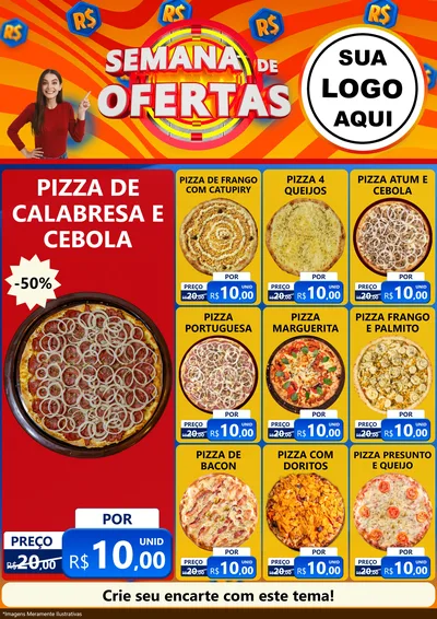Modelo de Encarte para Encarte A4 Vertical com o tema Semana de Ofertas para Pizzaria