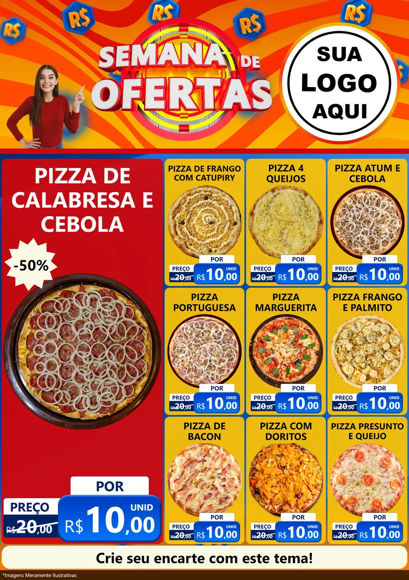 Modelo de Encarte para Encarte A4 Vertical com o tema Semana de Ofertas para Pizzaria