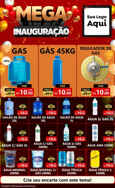 Modelo de Encarte para Encarte Grande com o tema Mega Inauguração para Água e gás