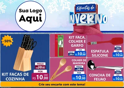 Modelo de Encarte para Encarte A4 Horizontal com o tema Ofertas de Inverno para Utilidades Domésticas