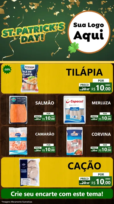 Modelo de TV para TV Vertical com o tema St Patriks Day para Peixaria