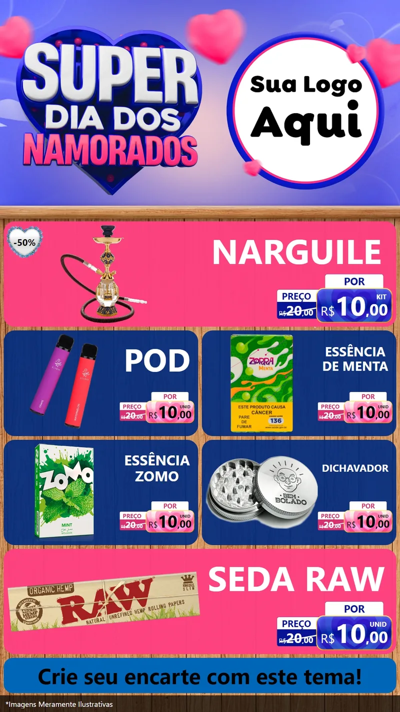 Modelo de TV para TV Vertical com o tema Super Dia dos Namorados para Tabacaria