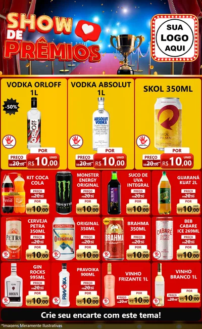 Modelo de Encarte para Encarte Grande com o tema Show de Prêmios para Distribuidora de bebidas