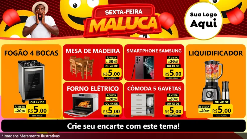 Modelo de TV para TV Horizontal com o tema Sexta-feira Maluca para Móveis e Eletro