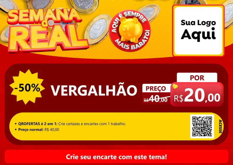 Modelo de Cartaz para Cartaz A4 Horizontal com o tema Semana do Real para Ferragens