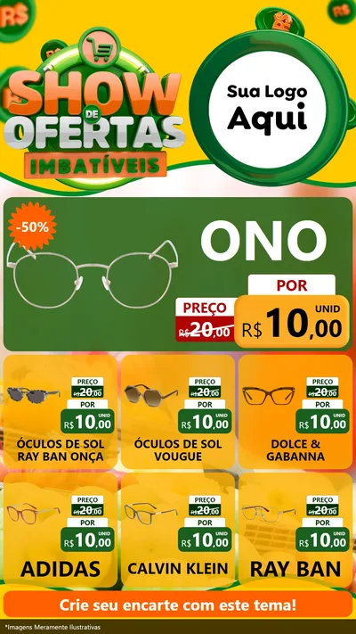 Modelo de Rede Social para Stories com o tema Show de Ofertas Imbatíveis para Óticas