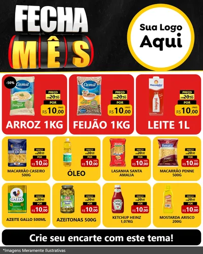 Modelo de Rede Social para Feed Instagram com o tema Fecha Mês para Supermercado