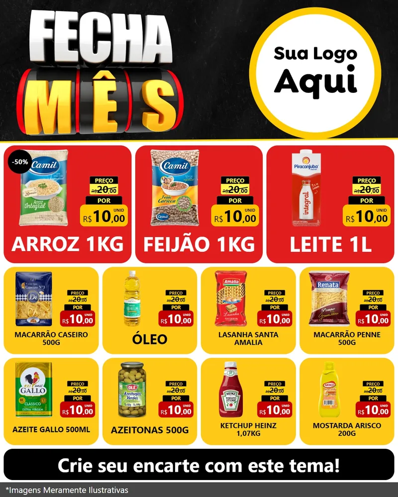 Modelo de Rede Social para Feed Instagram com o tema Fecha Mês para Supermercado