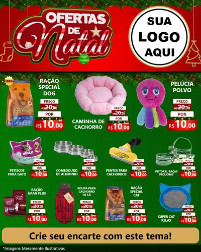 Modelo de Rede Social para Feed Instagram com o tema Ofertas de Natal para Pet Shop
