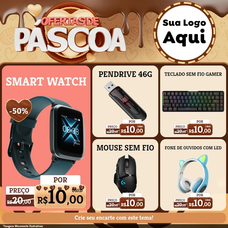 Modelo de Rede Social para Feed Facebook com o tema Ofertas de Páscoa para Informática