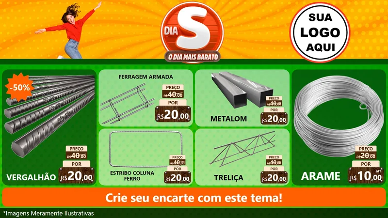 Modelo de TV para TV Horizontal com o tema Dia S - O Dia Mais Barato para Ferragens