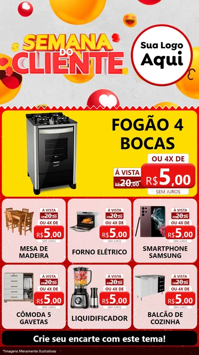Modelo de Rede Social para Stories com o tema Semana do Cliente para Móveis e Eletro