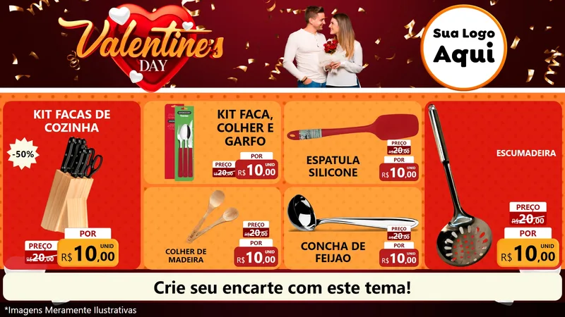 Modelo de TV para TV Horizontal com o tema Valentine's Day para Utilidades Domésticas