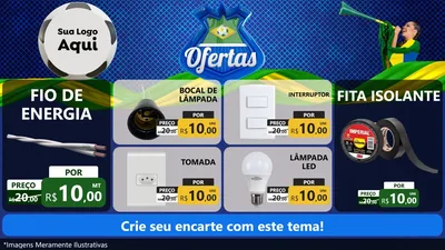 Modelo de TV para TV Horizontal com o tema Ofertas (Futebol) para Materiais Elétricos