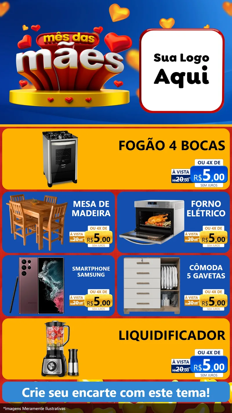 Modelo de TV para TV Vertical com o tema Mês das Mães para Móveis e Eletro