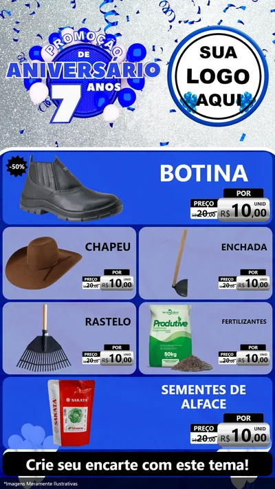 Modelo de TV para TV Vertical com o tema Promoção de Aniversário - 7 Anos para Agropecuária