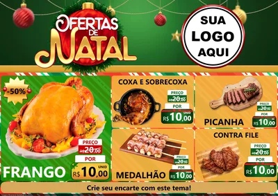 Modelo de Encarte para Encarte A4 Horizontal com o tema Ofertas de Natal para Assados