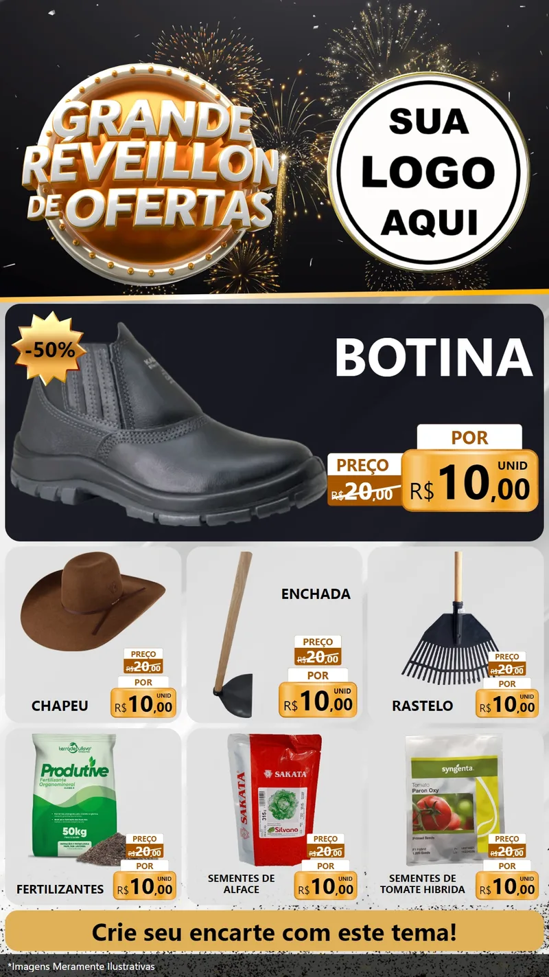 Modelo de Rede Social para Stories com o tema Grande Réveillon de Ofertas para Agropecuária