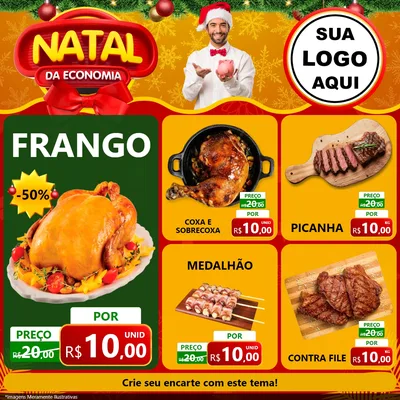 Modelo de Rede Social para Feed Facebook com o tema Natal da Economia para Assados