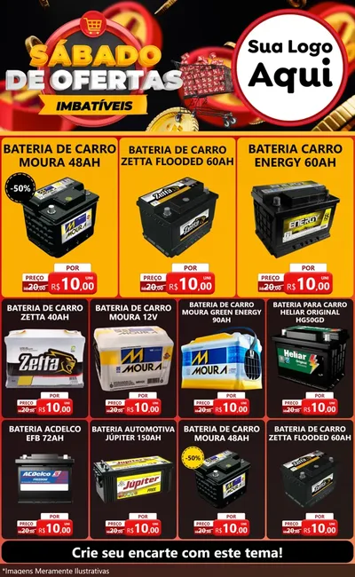 Modelo de Encarte para Encarte Grande com o tema Sábado de Ofertas Imbatíveis para Baterias Elétricas
