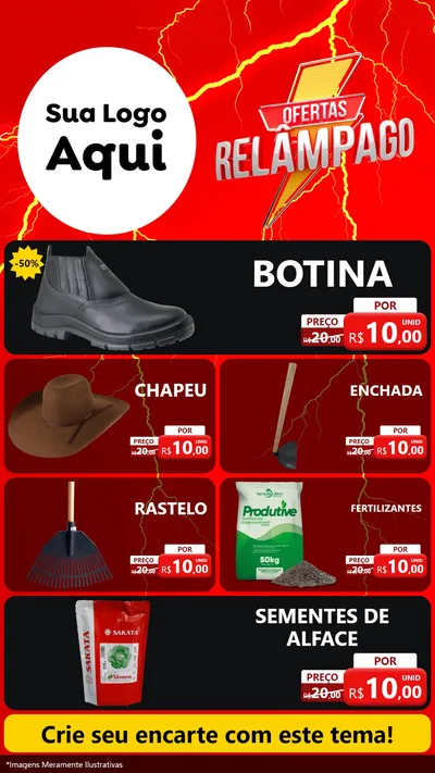 Modelo de TV para TV Vertical com o tema Ofertas Relâmpago para Agropecuária