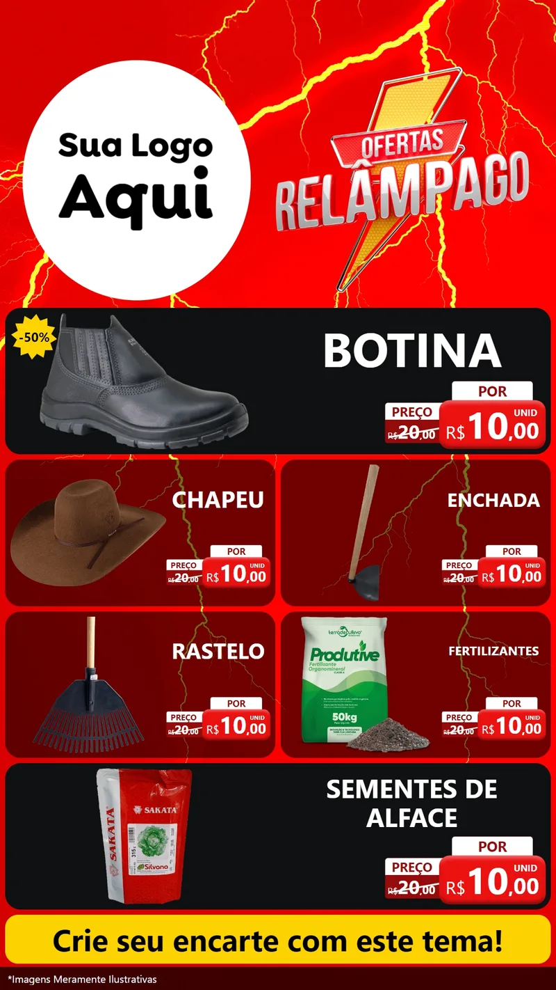 Modelo de TV para TV Vertical com o tema Ofertas Relâmpago para Agropecuária