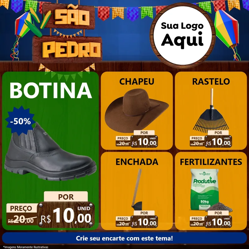 Modelo de Rede Social para Feed Facebook com o tema São Pedro para Agropecuária