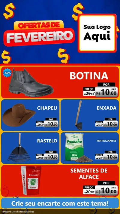 Modelo de TV para TV Vertical com o tema Ofertas de Fevereiro para Agropecuária