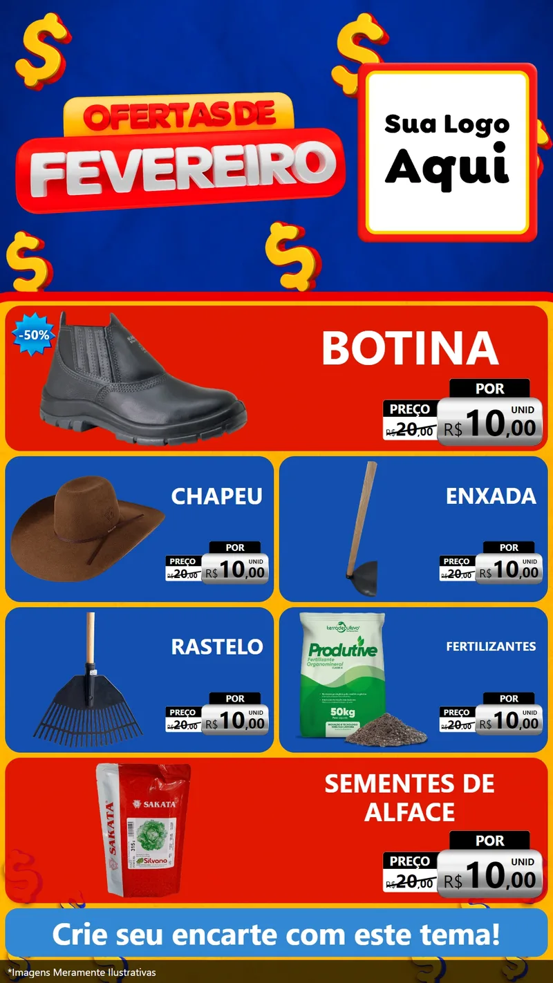 Modelo de TV para TV Vertical com o tema Ofertas de Fevereiro para Agropecuária