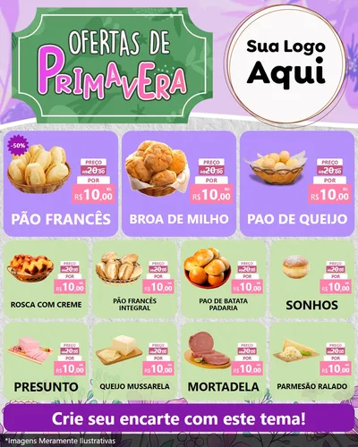 Modelo de Rede Social para Feed Instagram com o tema Ofertas de Primavera para Padaria