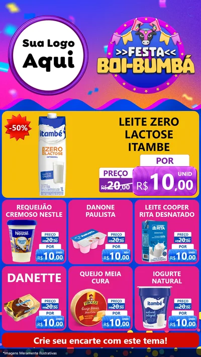 Modelo de Rede Social para Stories com o tema Festa Boi-Bumbá para Frios e Laticínios