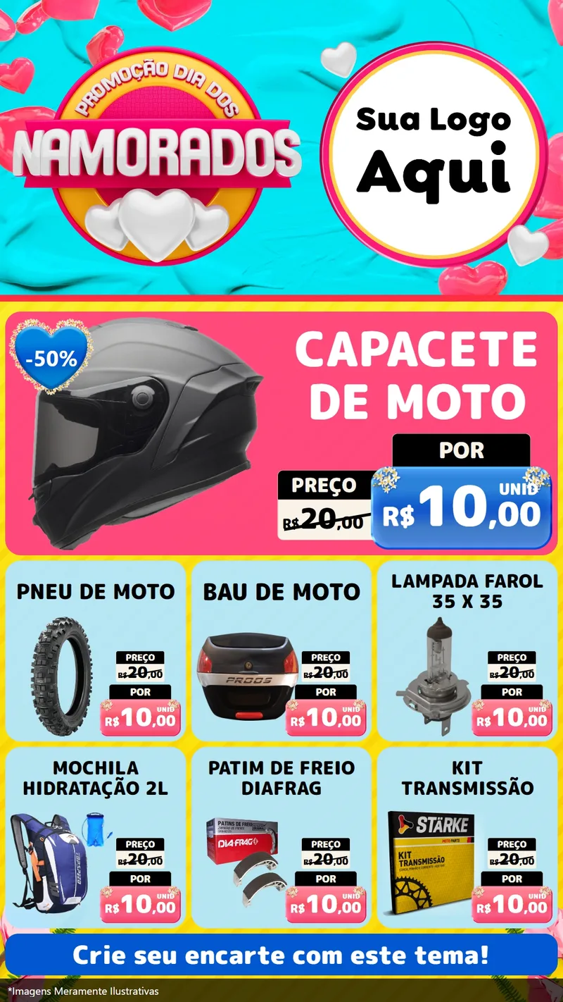 Modelo de Rede Social para Stories com o tema Promoção Dia dos Namorados para Moto peças