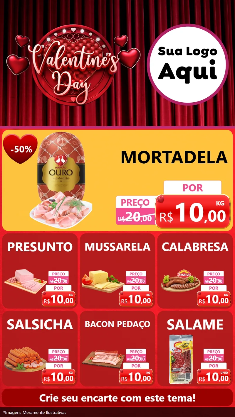 Modelo de Rede Social para Stories com o tema Valentine's Day para Frios e Laticínios